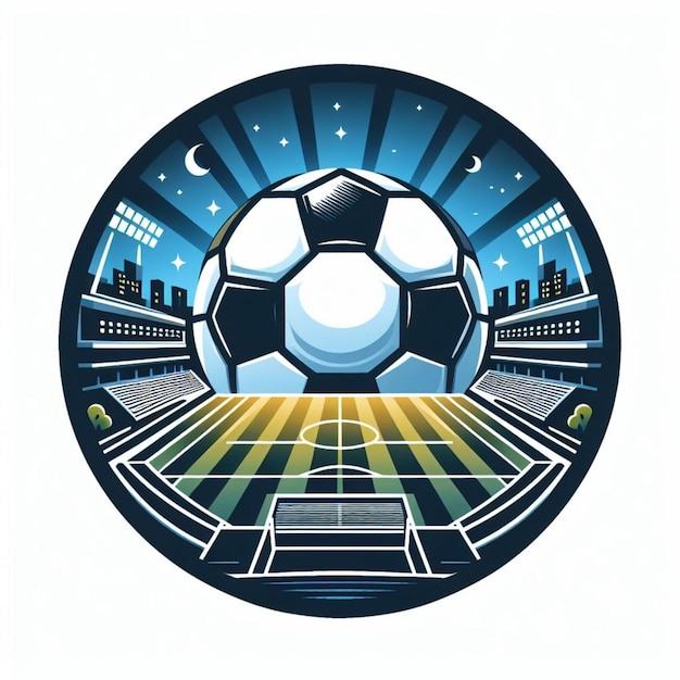 un logotipo para un juego de fútbol con una pelota de fútbol y un logotipo del equipo de fútbol