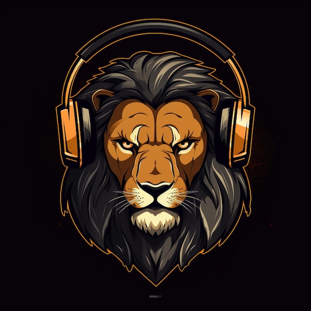 El logotipo del león en el auricular de fondo plano