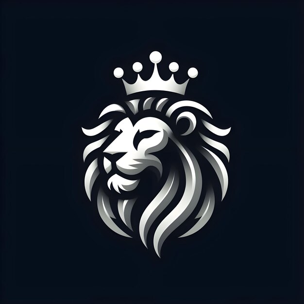 El logotipo de un león con una corona de plata