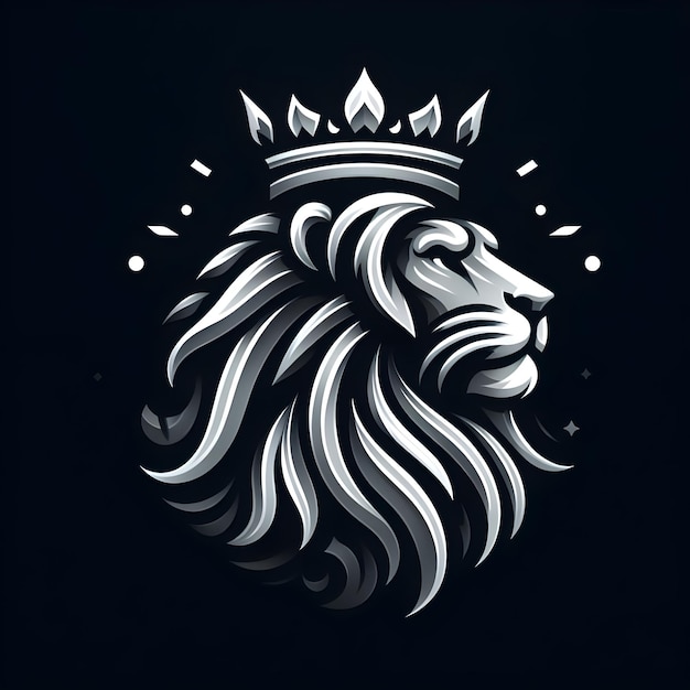 El logotipo de un león con una corona de plata