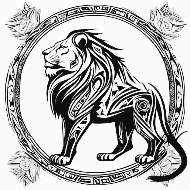Logotipo De León Tribal Majestuoso Diseño De Emblema De Vida Silvestre Creativo