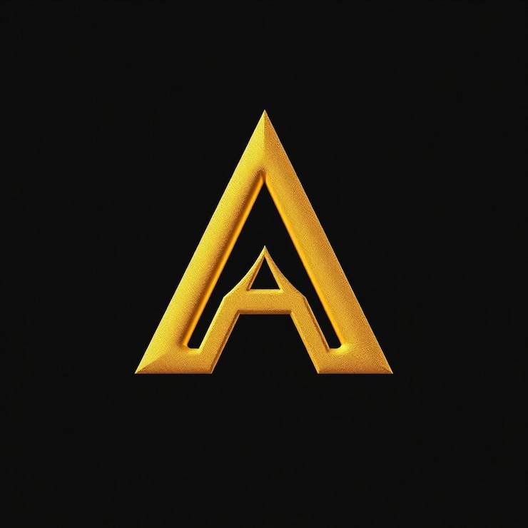 Foto logotipo de la letra a del alfabeto metálico dorado