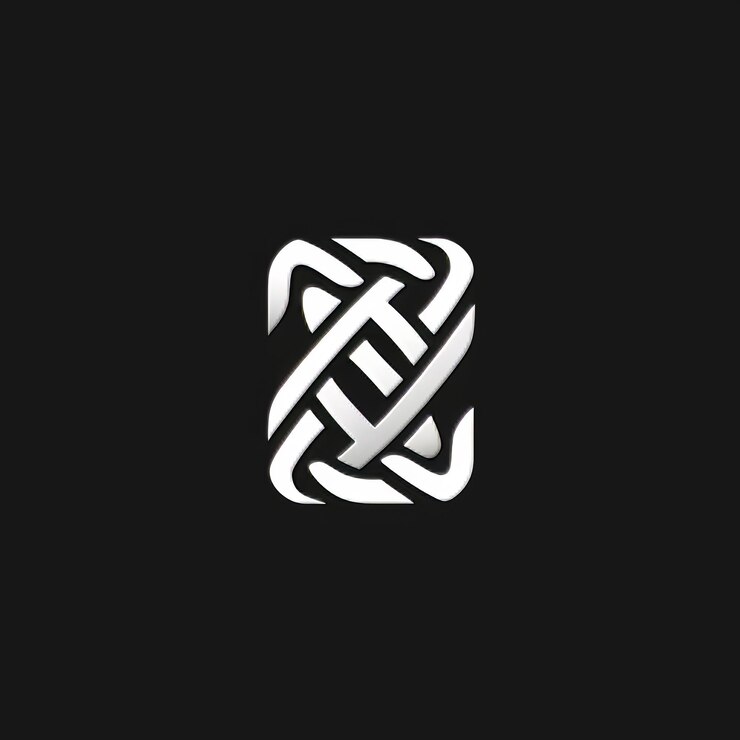 Foto logotipo de la letra c inicial con color blanco y negro de estilo celta