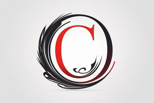 Foto logotipo de la letra c con monograma negro y rojo swashes diseño ilustración vectorial