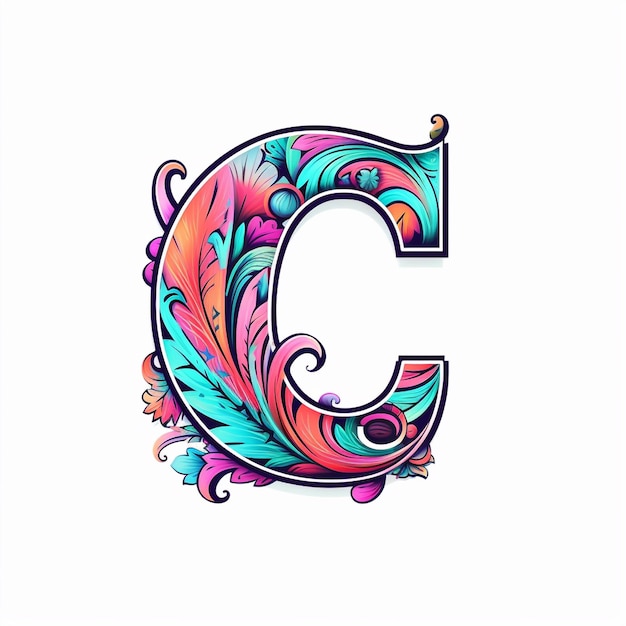 Un logotipo de la letra C con un patrón floral en el medio