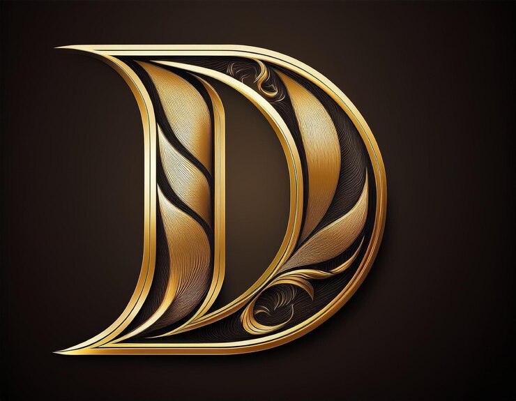 Foto el logotipo de la letra d dorada este logotipo fue diseñado de fondo negro