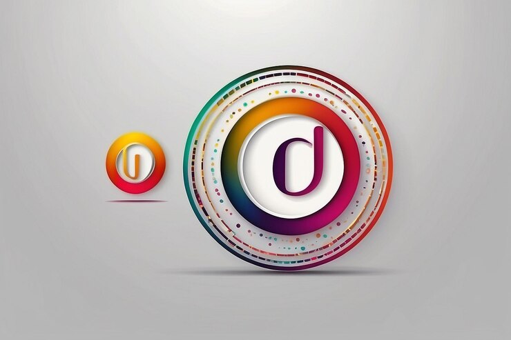 Foto logotipo de letra dj con colorido círculo combinación de letras diseño de logotipo con anillos conjuntos de negocios