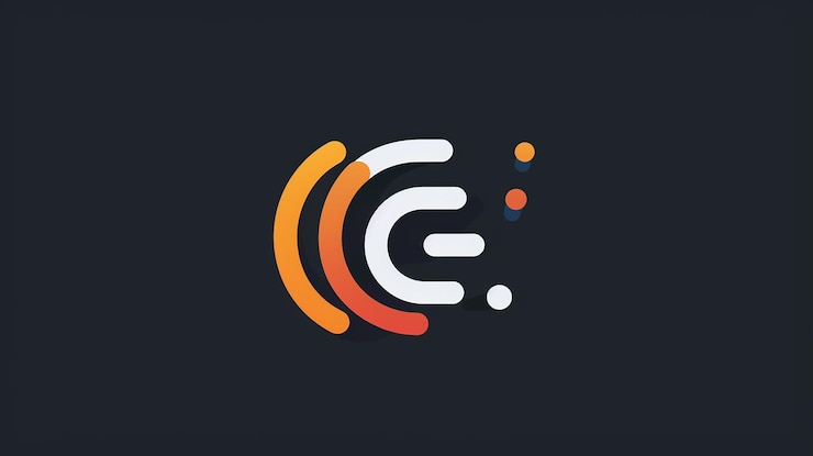 Foto el logotipo de la letra e está sobre un fondo negro