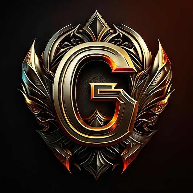 Logotipo de la letra G con detalles dorados.