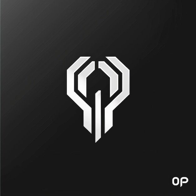 Logotipo de la letra inicial Q con forma de hexágono en colores blanco y negro