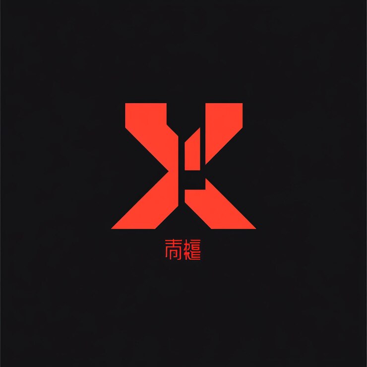 Foto el logotipo de la letra k en color rojo sobre un fondo negro ilustración vectorial