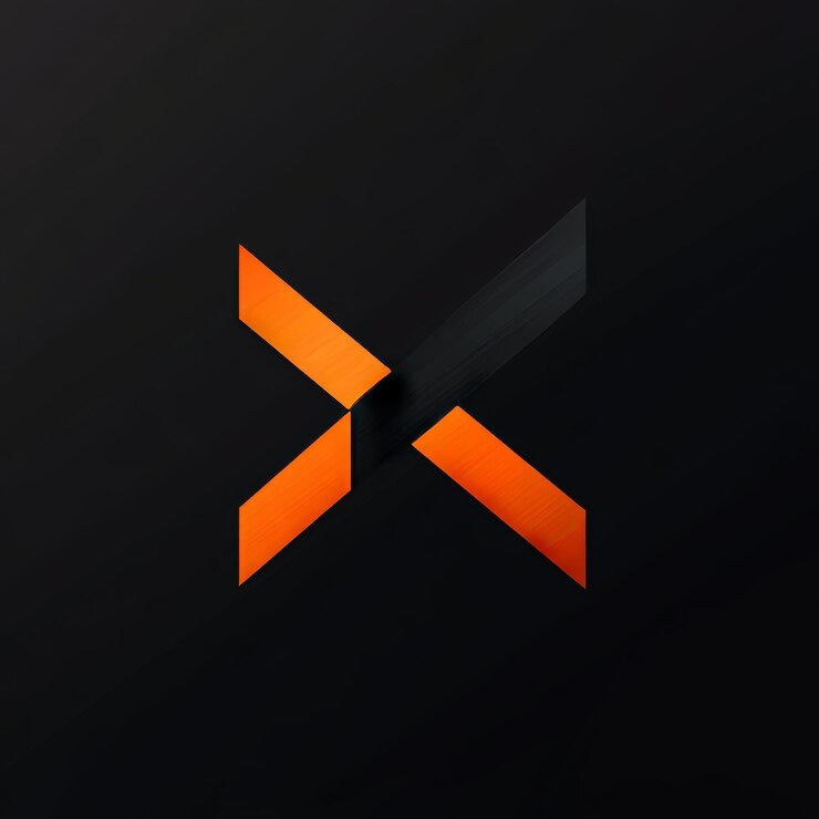 Foto logotipo de la letra k hecho de rayas de papel negro y naranja renderización 3d