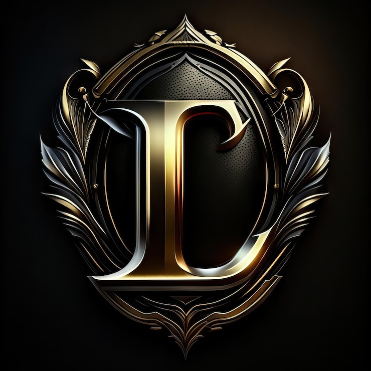 Foto logotipo de la letra l en dorado