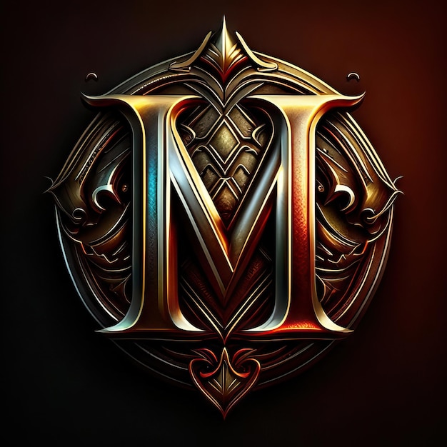 Foto logotipo de la letra m en dorado