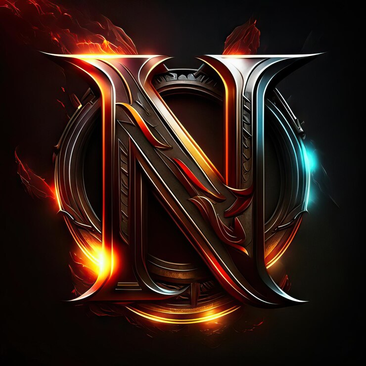 Foto logotipo de la letra n en dorado