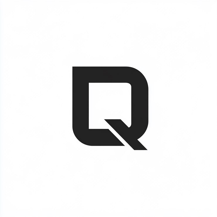 Foto un logotipo de letra negra q con una q en él