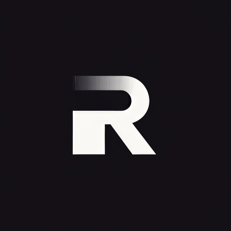 Foto logotipo de la letra r sobre un fondo negro monograma y letras
