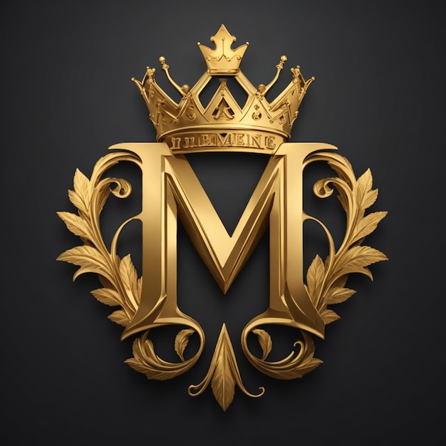 el logotipo de la letra vector m monograma con corona dorada