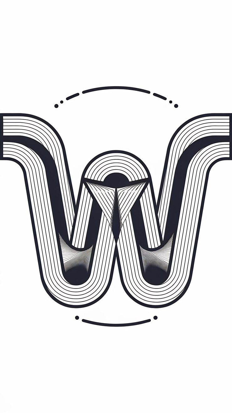 Foto el logotipo de la letra w, el elemento de forma de círculo abstracto, el signo de icono de la empresa redondo vectorial