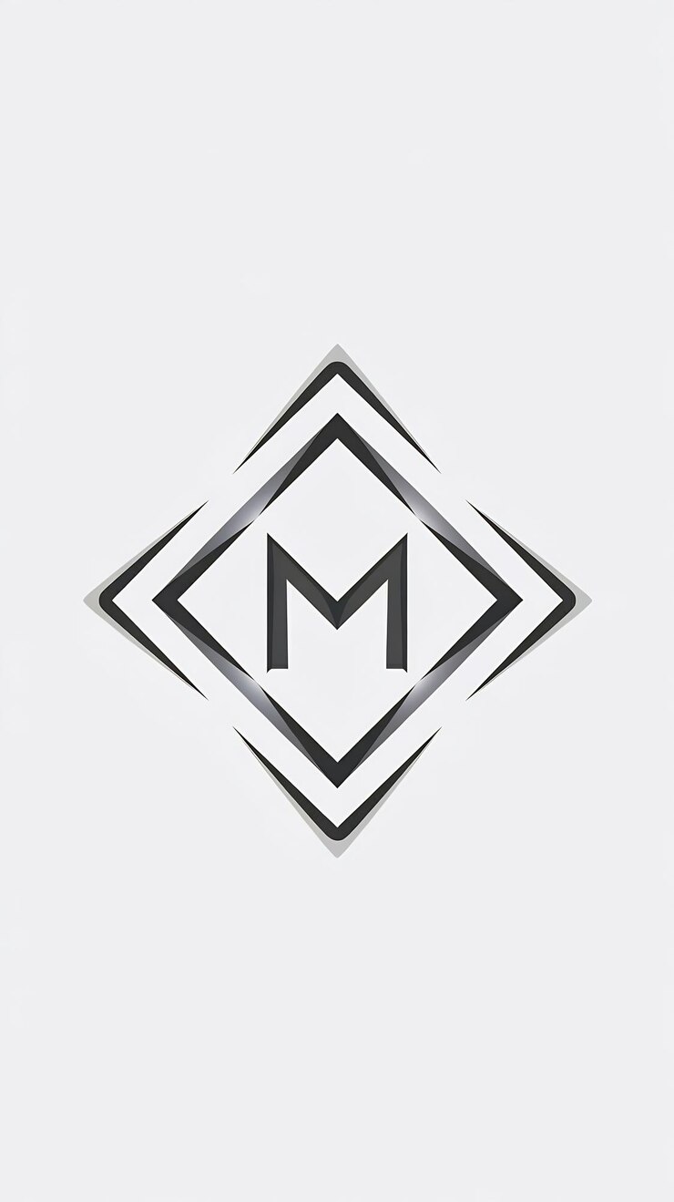 Foto logotipo limpio de la letra m icono de rombo minimalista diseño vectorial del letrero de la compañía