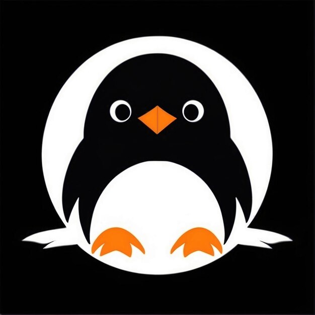 Foto logotipo de línea negra que forma un pingüino logotipo simple y fácil