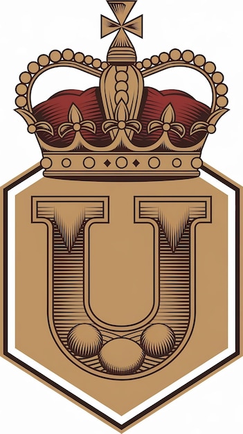 Logotipo lineal de lujo con letra U, signo de icono hexagonal, diseño vintage
