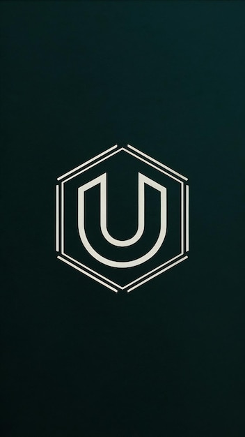 Logotipo lineal de lujo con letra U, signo de icono hexagonal, diseño vintage