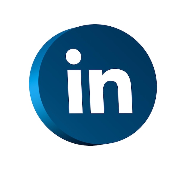 Foto logotipo de linkedin en el icono de botón redondo con fondo vacío 3d