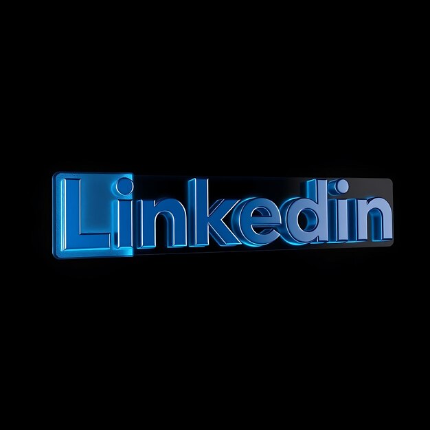 Logotipo de Linkedin con renderización 3D de vidrio esmaltado Material de brillo sutil Escema de colores azul profesional Isol