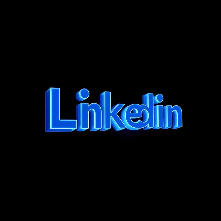 Foto logotipo de linkedin con renderización 3d de vidrio esmaltado material de brillo sutil escema de colores azul profesional isol