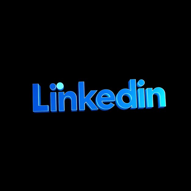 Logotipo de Linkedin con renderizado 3D Material holográfico Brillo sutil Esquema de colores azul profesional Aislado