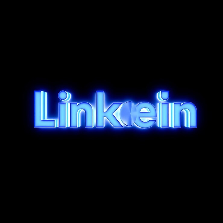 Foto logotipo de linkedin con renderizado 3d material holográfico brillo sutil esquema de colores azul profesional aislado
