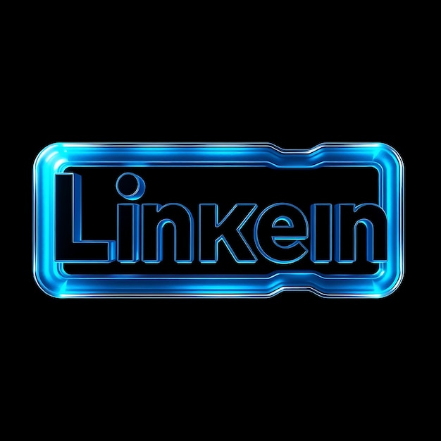 Logotipo de Linkedin con renderizado 3D Material holográfico Brillo sutil Esquema de colores azul profesional Aislado