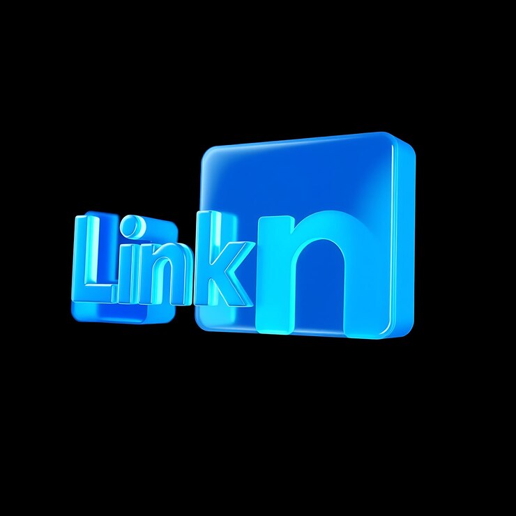 Foto logotipo de linkedin con renderizado en 3d material de vidrio borroso brillo sutil esquema de color azul profesional isol