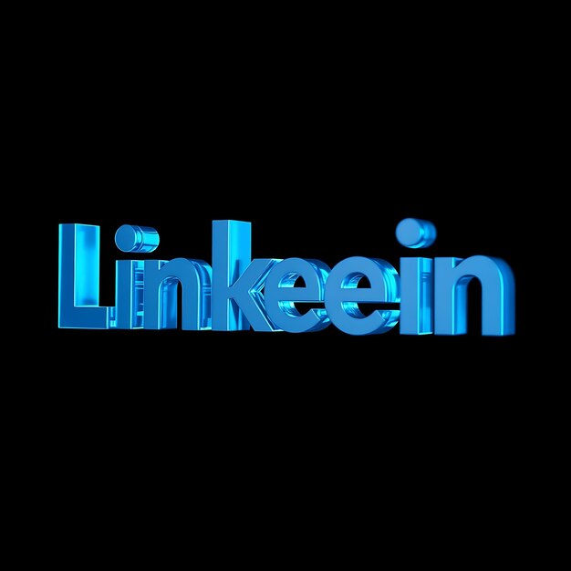 Logotipo de Linkedin con renderizado en 3D Material de vidrio borroso Brillo sutil Esquema de color azul profesional Isol