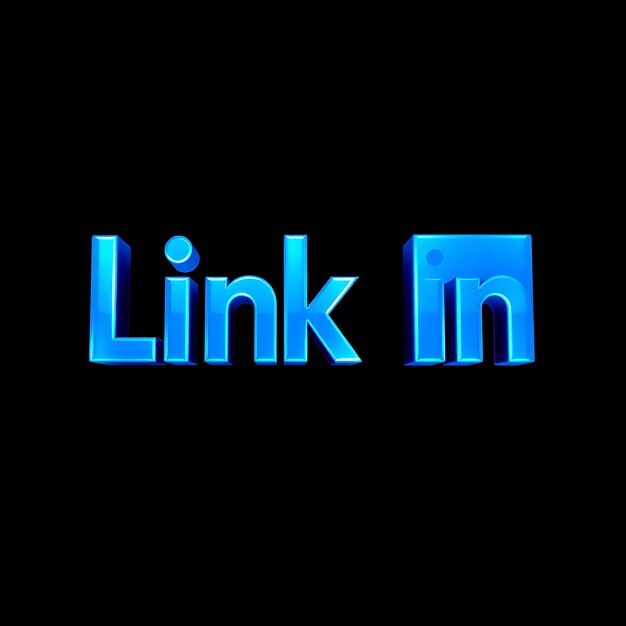 Logotipo de Linkedin con renderizado en 3D Material de vidrio borroso Brillo sutil Esquema de color azul profesional Isol