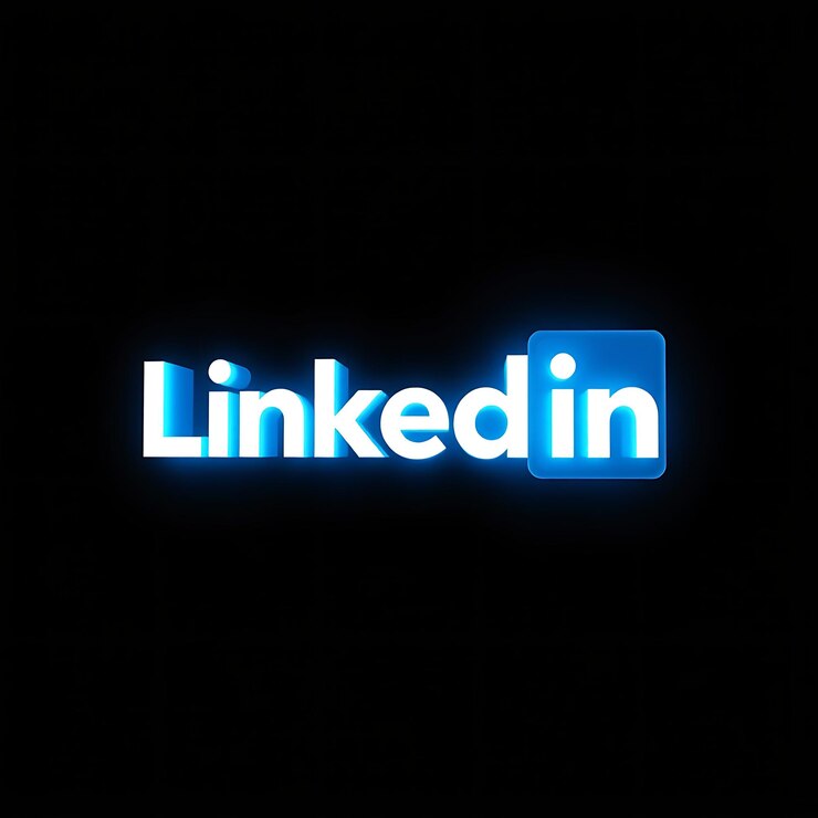 Foto logotipo de linkedin con renderizado 3d material de vidrio fantasmal brillo sutil esquema de color azul profesional isol