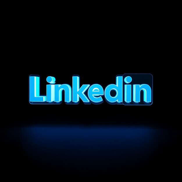 Logotipo de Linkedin con renderizado 3D Material de vidrio fantasmal Brillo sutil Esquema de color azul profesional Isol