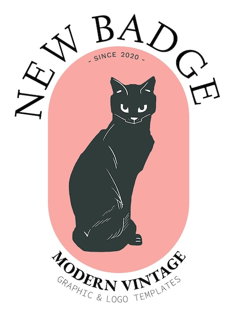 El logotipo de linocuto de gato negro