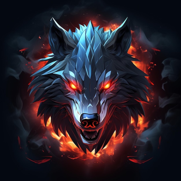 Foto logotipo del lobo del jugador con fondo negro de alta definición