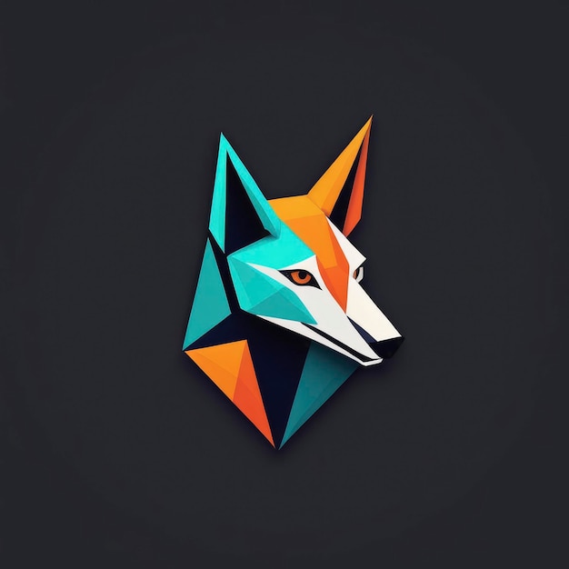 Foto logotipo de lobo minimalista geometría perfecta