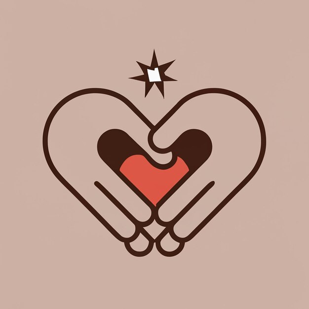 Foto logotipo logográfico con manos sosteniendo un nombre de corazón amor y delicado