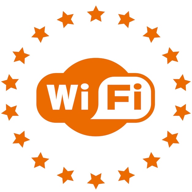 un logotipo para un logotipo wifi con estrellas doradas y un círculo con estrellas dorados