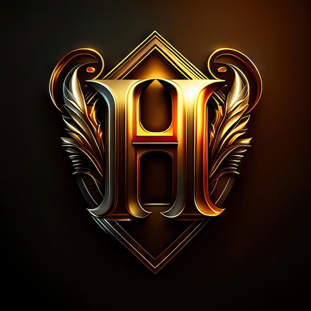 Logotipo de lujo con la letra H en dorado