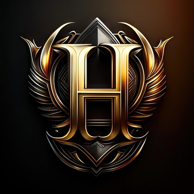Logotipo de lujo de la letra H en oro