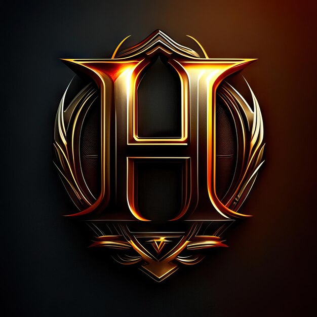 Logotipo de lujo de la letra H en oro