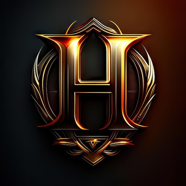 Logotipo luxuoso da letra H em ouro