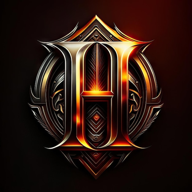 Logotipo luxuoso da letra H em ouro