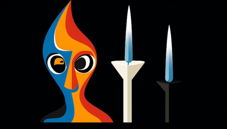 Foto logotipo de una marca de velas al estilo de pablo picasso