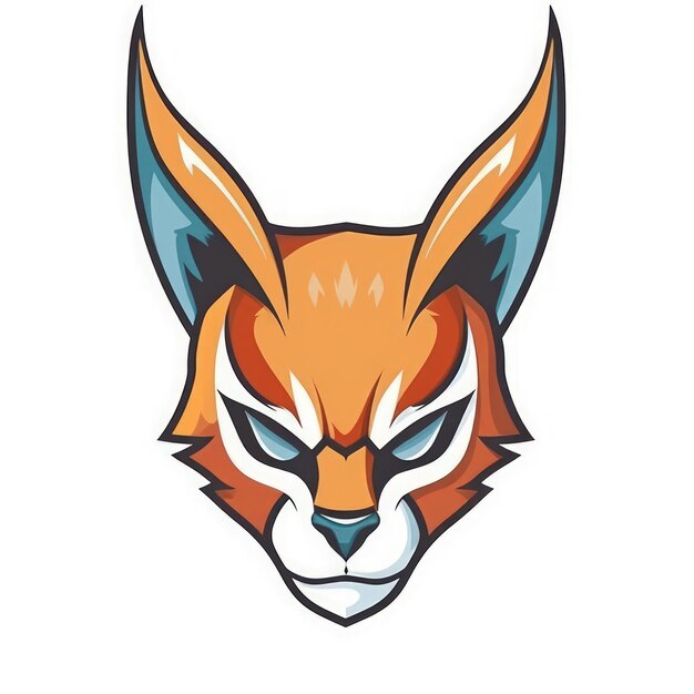 Logotipo de la mascota de Caracal feroz sobre fondo blanco IA generativa